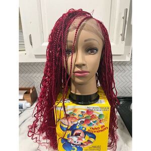 27” Burgundy Boho Full Lace Goddess Braided Wig – Hand-Braided, Natural Look
